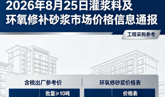 资溪2026年8月25日灌浆料及环氧修补砂浆市场价格信息通报